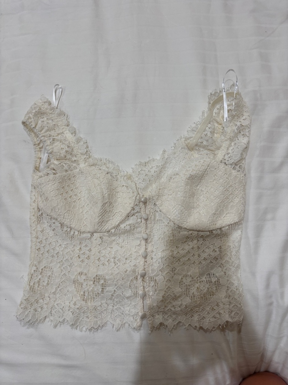 For Love and Lemons Lace Button-Front Camisole Top in Cream